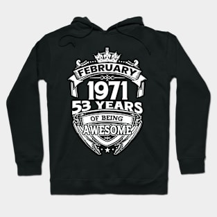 February 1971 53 Years Of Being Awesome 53rd Birthday Hoodie